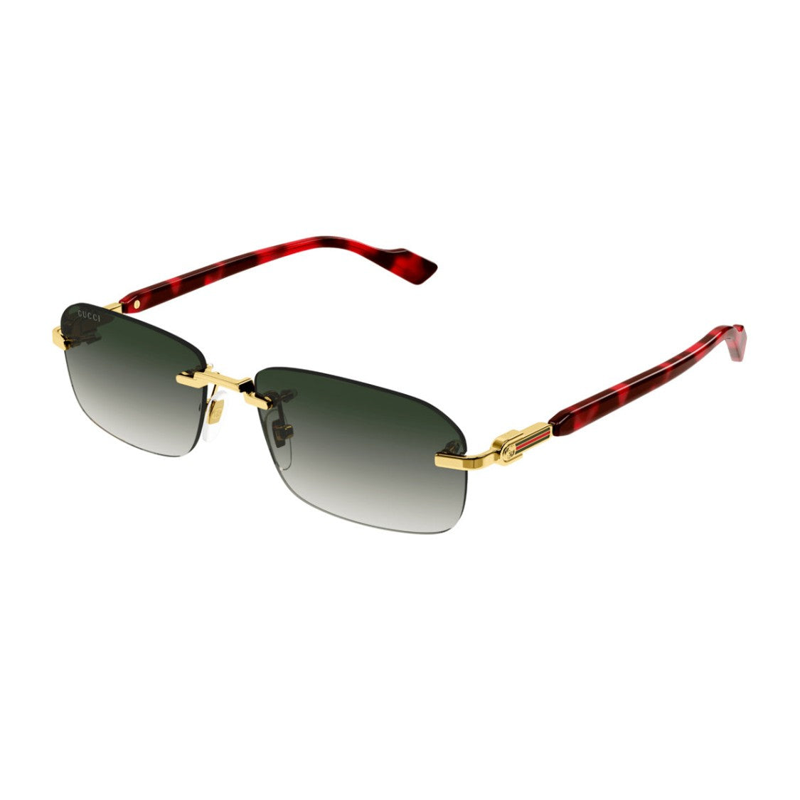 Gucci Gold Havana Linea Sign Gg1221s Rimless Rectangular Sunglasses