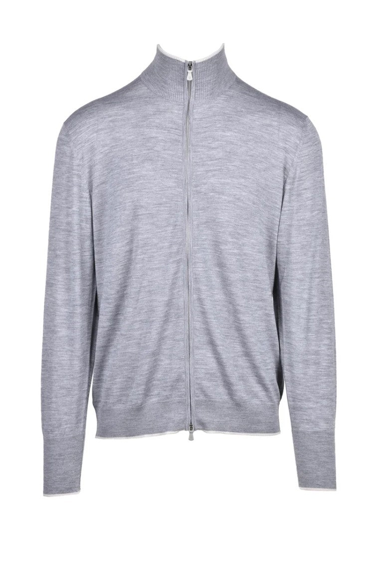 Eleventy Zip Cardigan Wool - Grey