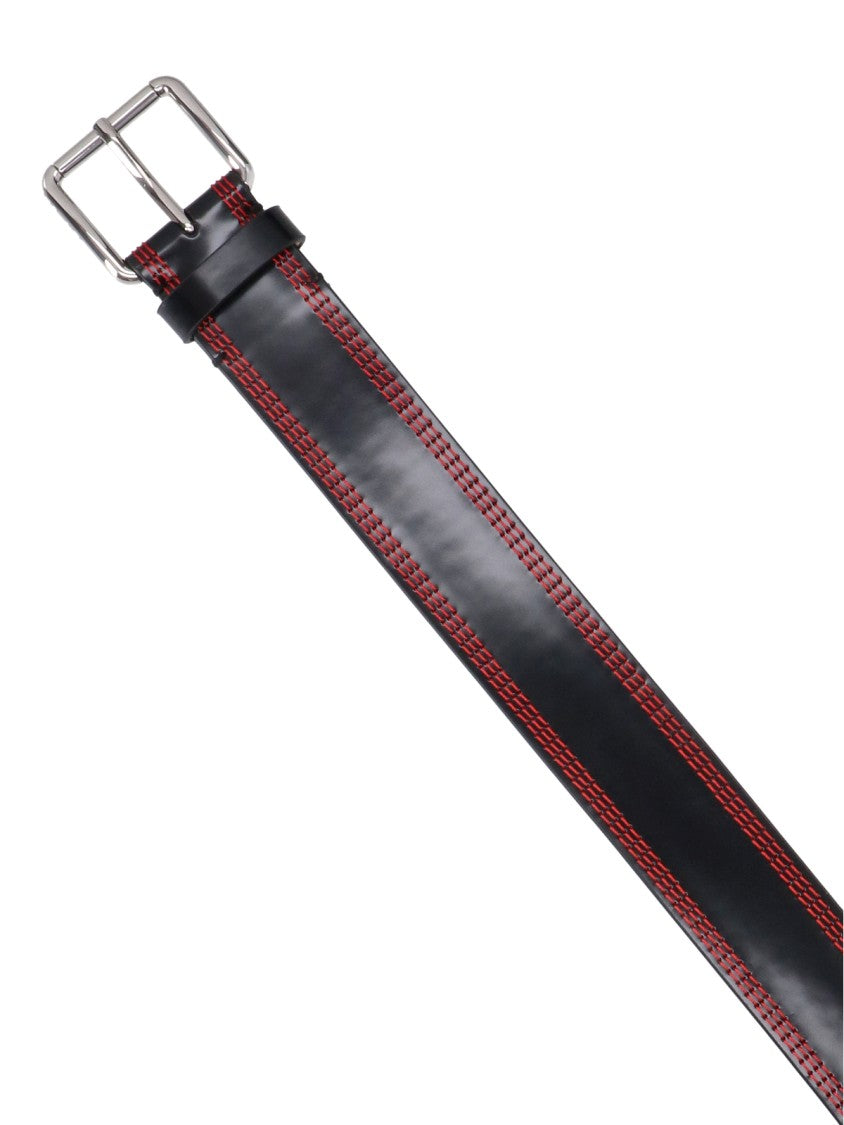 Marni Black Leather Red Stitching Belt