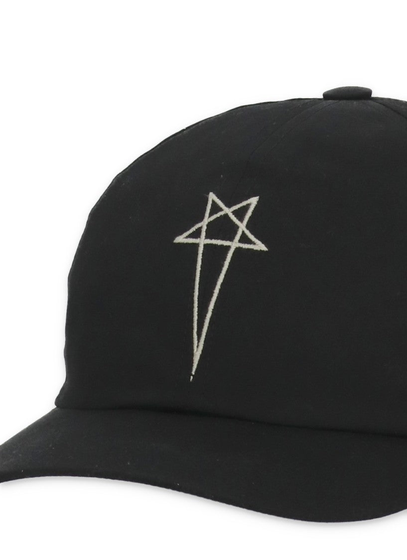 Drkshdw By Rick Owens Black Cotton Embroidered Baseball Hat