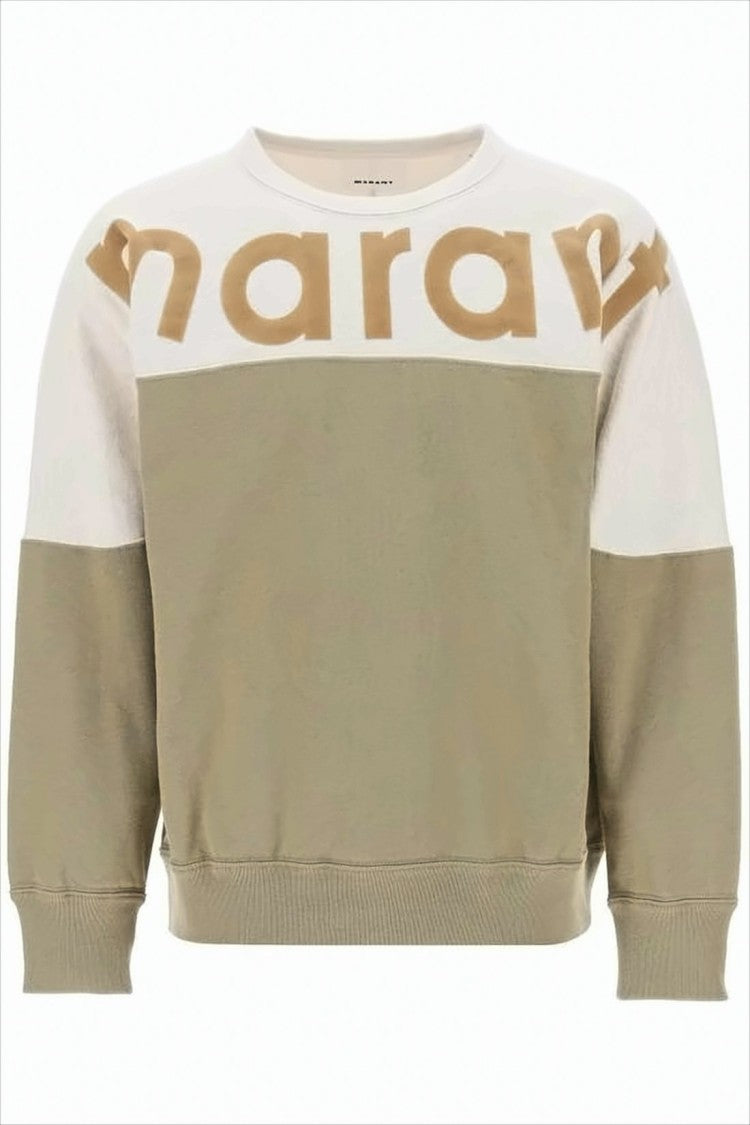 Isabel Marant Color-Block Long-Sleeve Sweatshirt With Oversized Text Detail