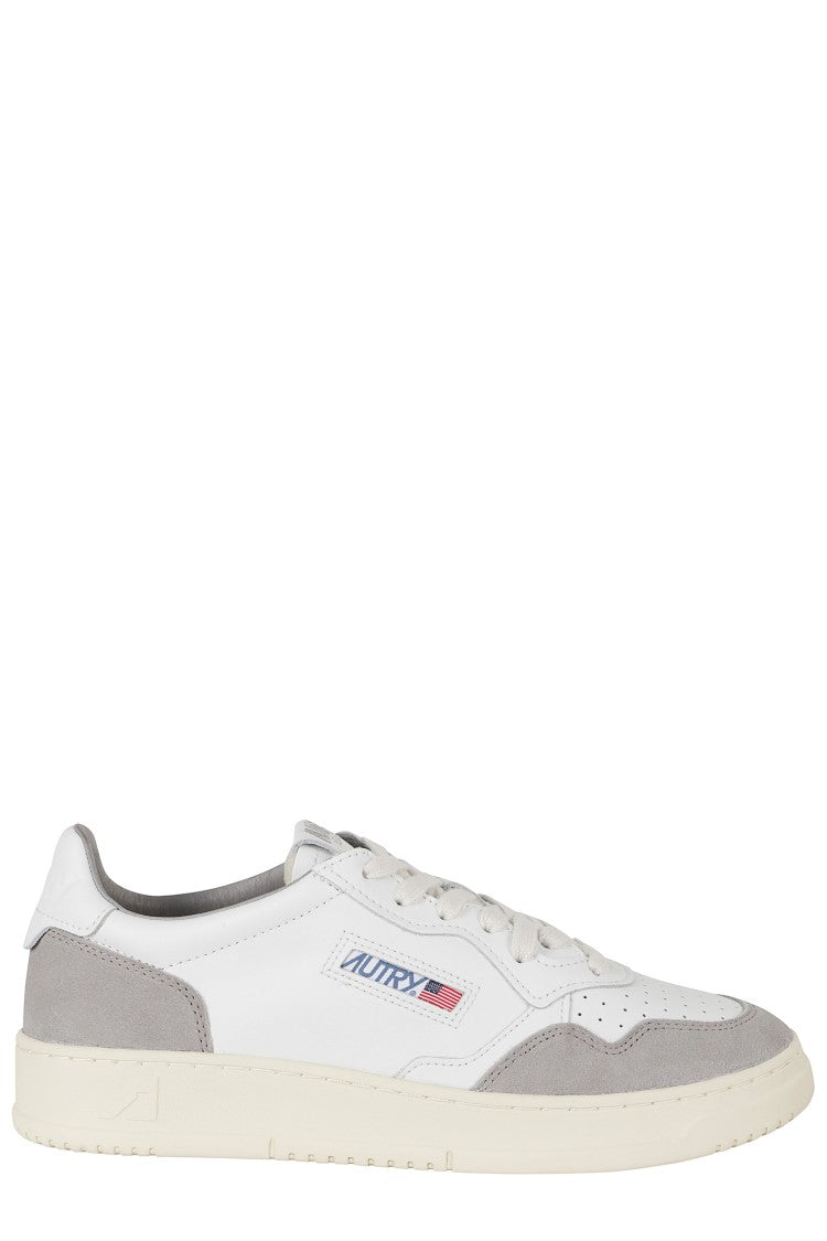 Autry White Gray Medalist Low Two-Tone Laces Leather Sneakers