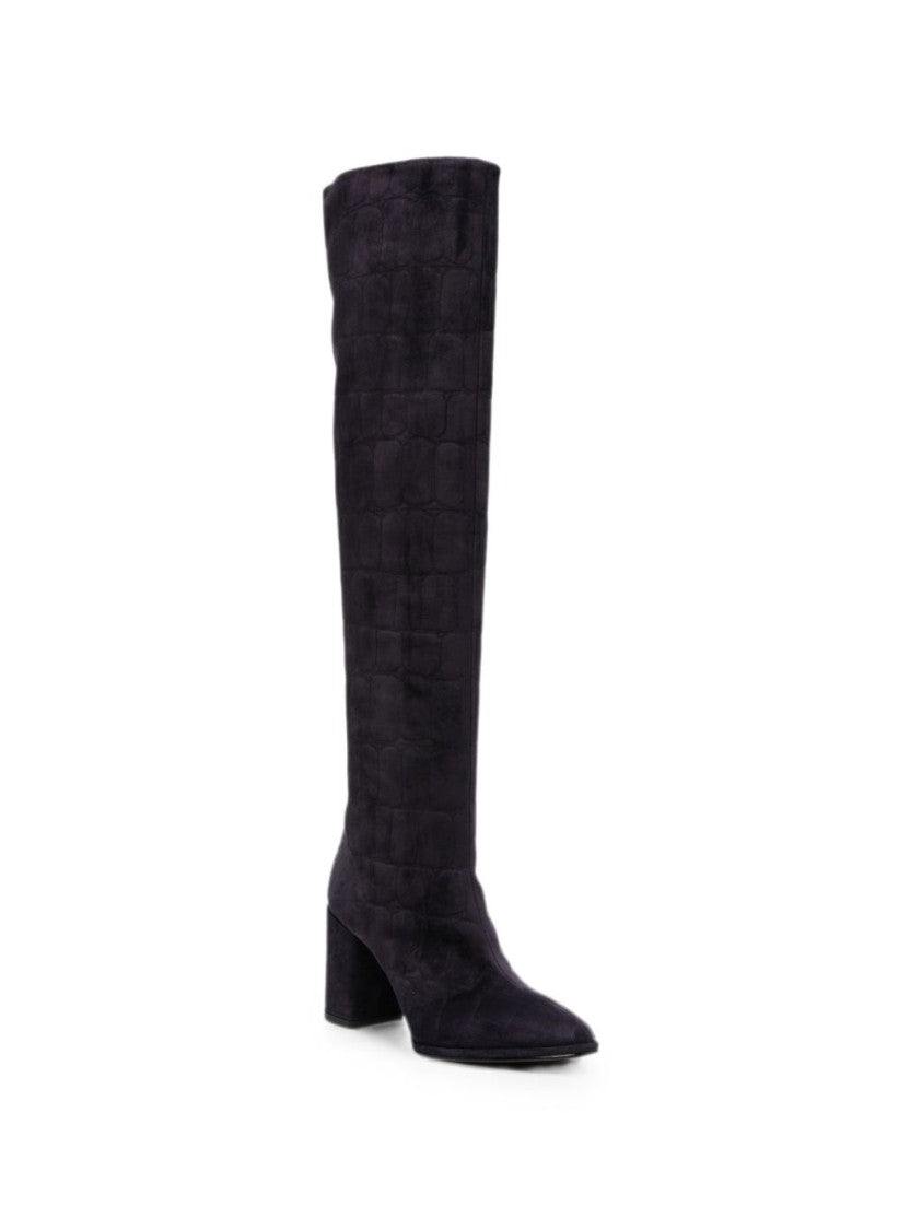 Le Silla Croc-Effect Suede Boots - Blue