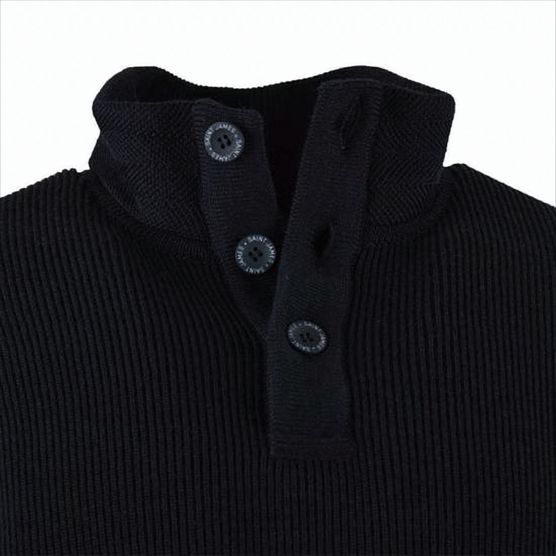 Saint James Ribbed Knit Turtleneck Sweater With High Collar And Three-Button Placket