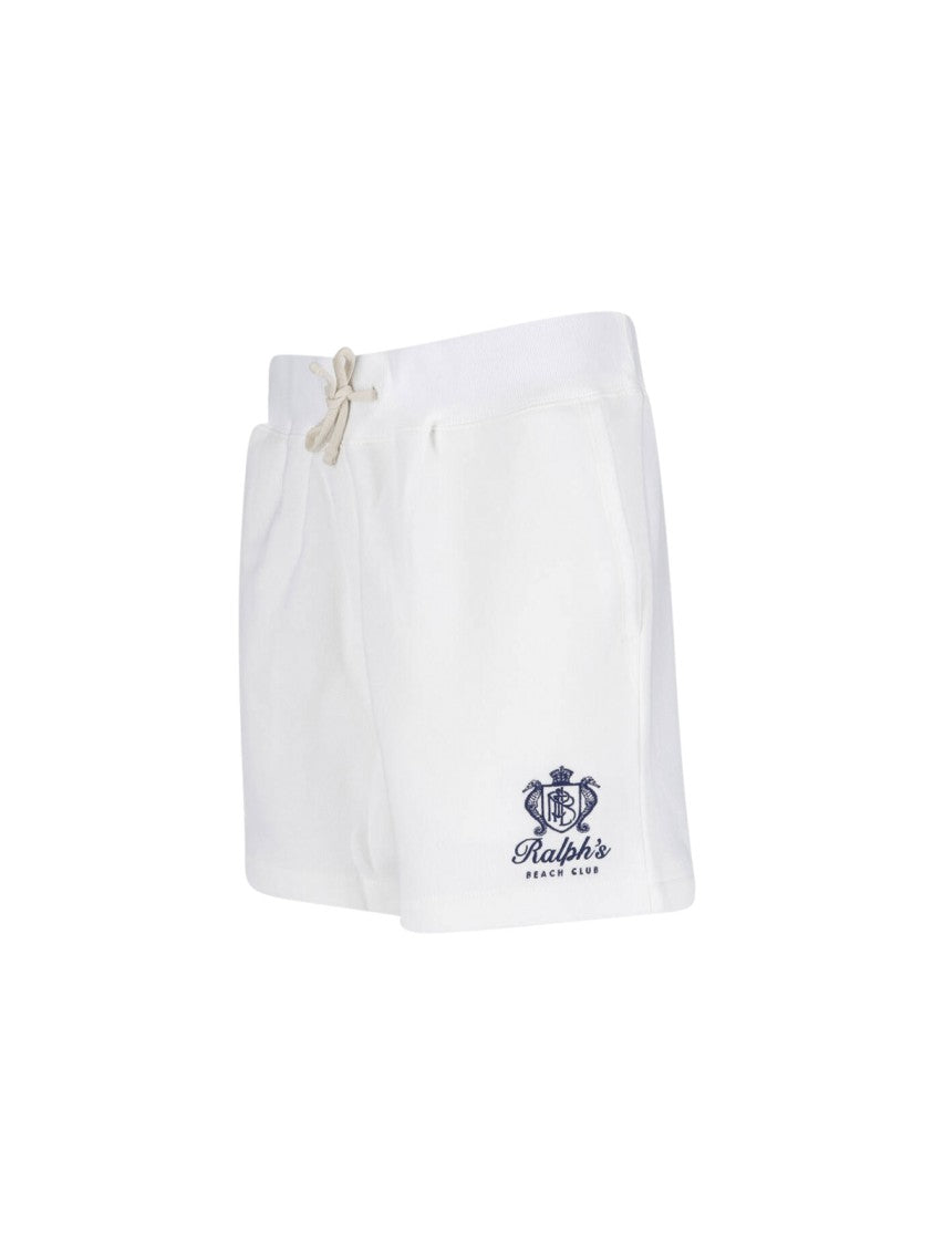 Polo Ralph Lauren White Minimalist Drawstring Logo Shorts