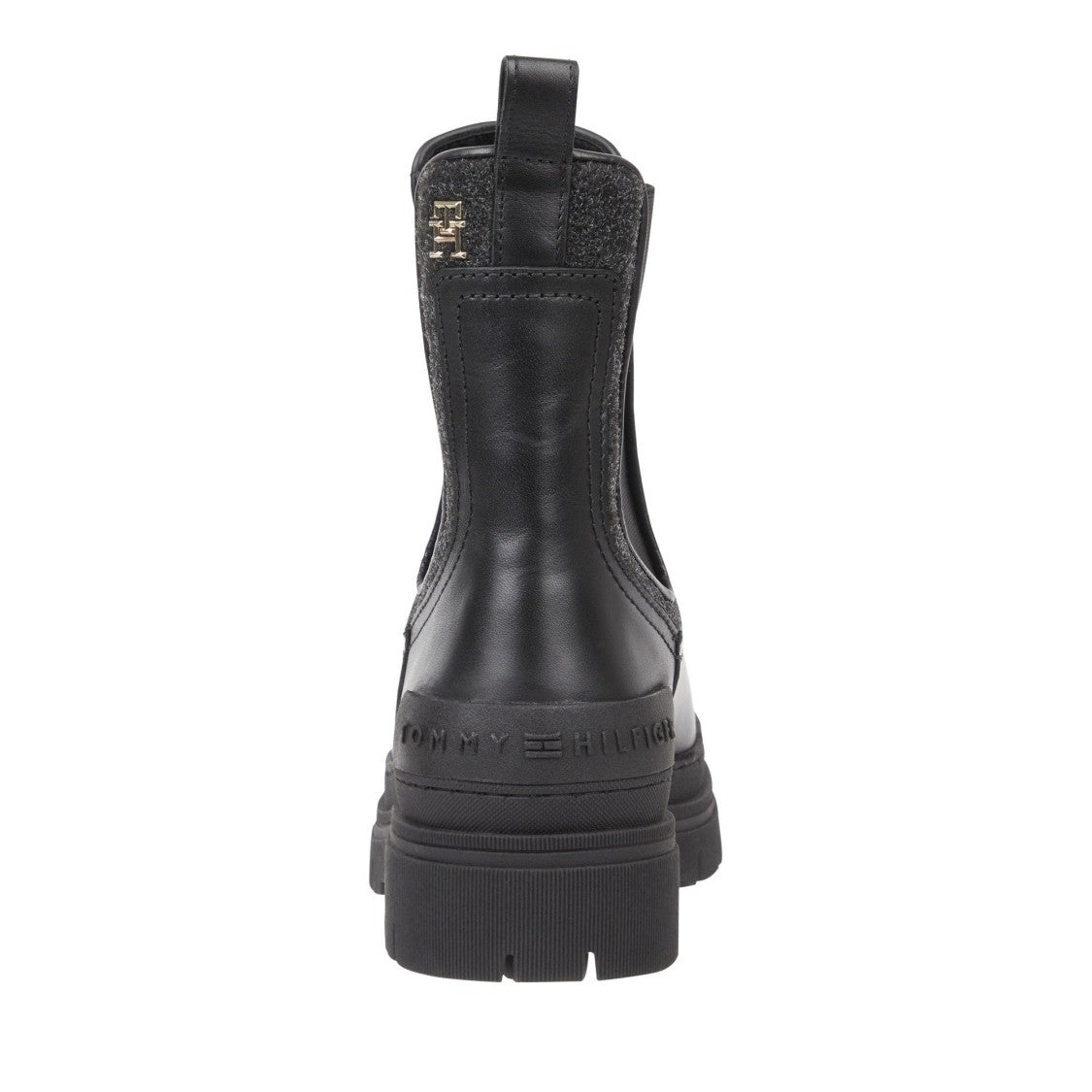 Tommy Hilfiger Black Textured Chunky Sole Chelsea Boots