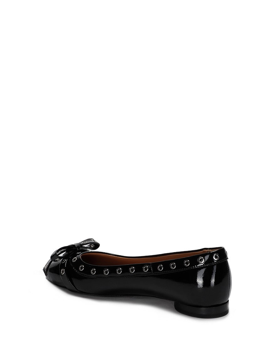 Ganni Eyelets Bow Ballerinas