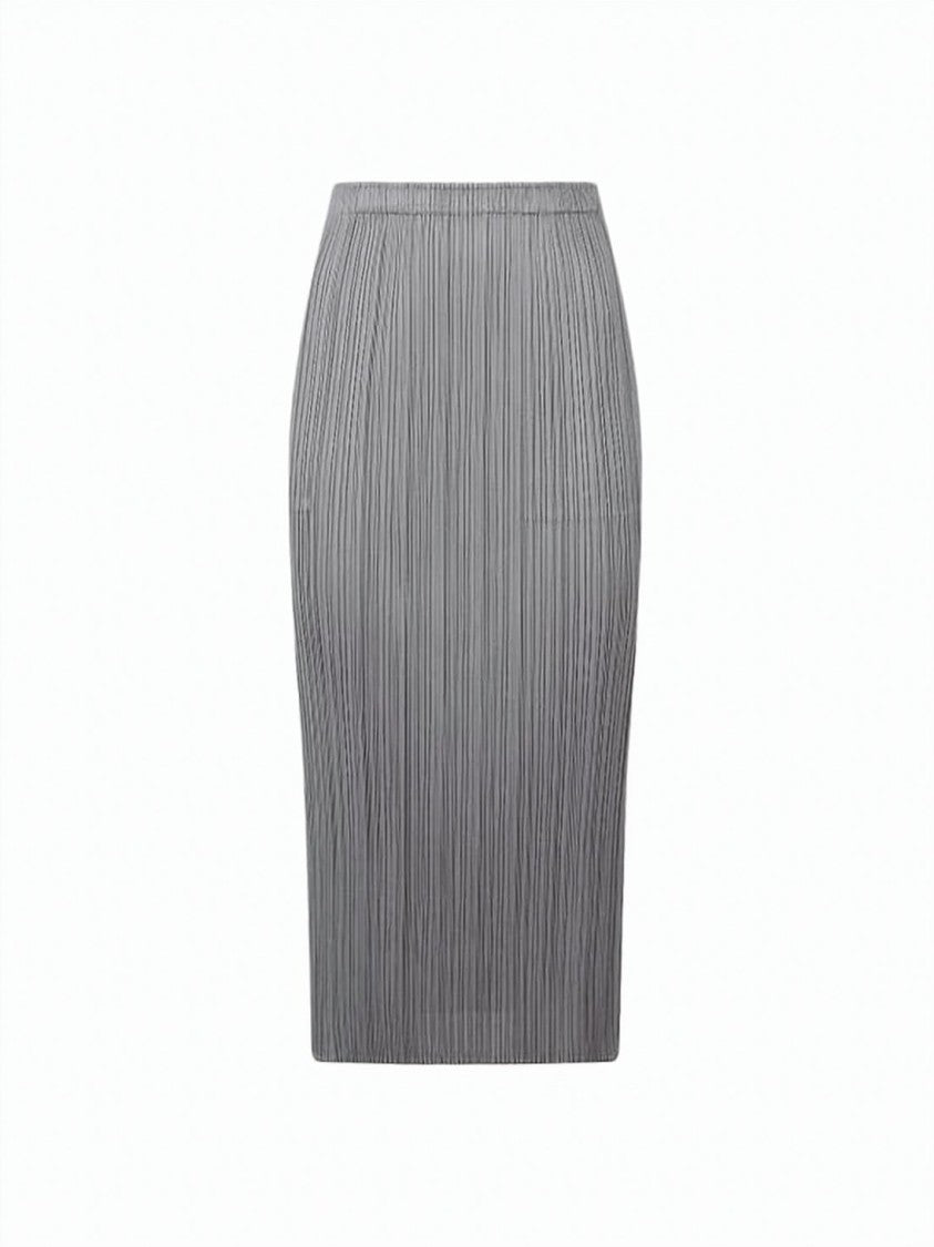 Pleats Please Grey Midi Skirt With Finely Pleated Texture