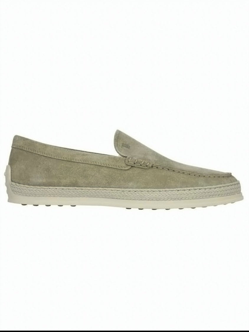 Tod's Suede Loafers With Rounded Toe And Textured Sole