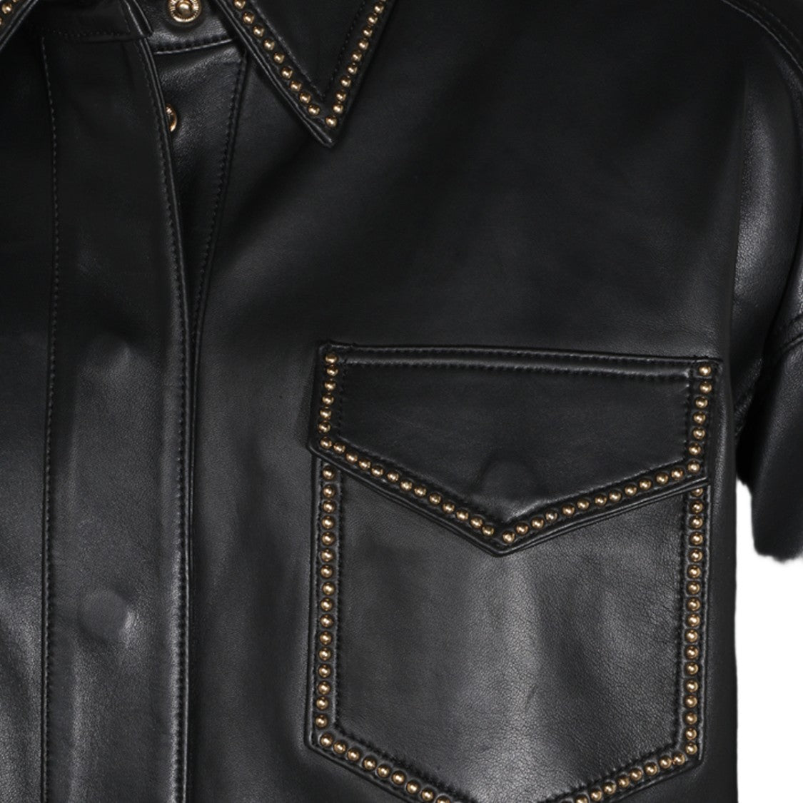 Blumarine Black Gold-Studded Structured Leather Shirt