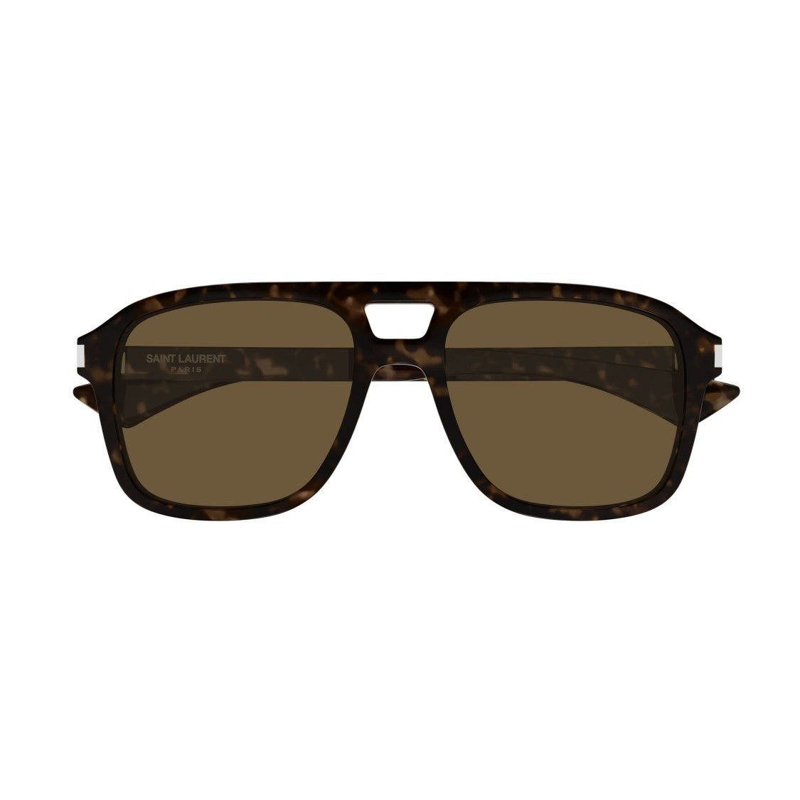 Saint Laurent Tortoiseshell Square Frame Sunglasses With Transparent Temples