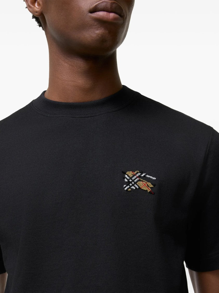 Burberry Black Seth Cotton Embroidered Logo T-Shirt