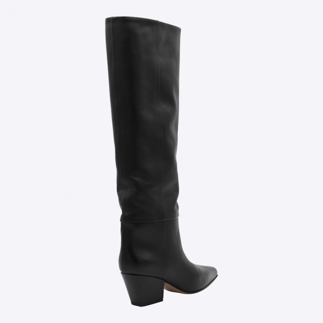 Paris Texas Pointed Toe Black Boots With Mid-Height Block Heel