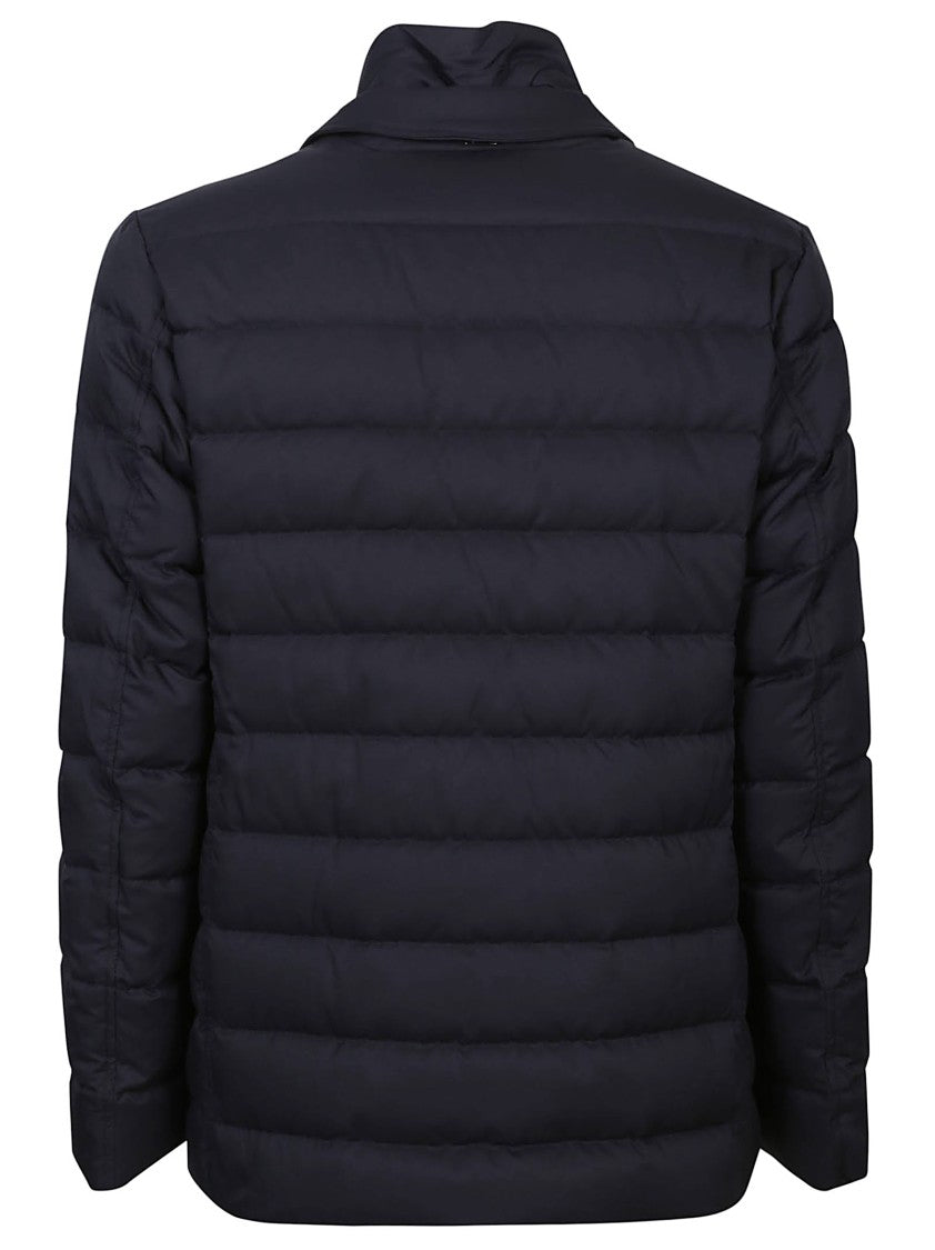 Herno Quilted Black Blazer With Notch Lapel And Alcantara Detail