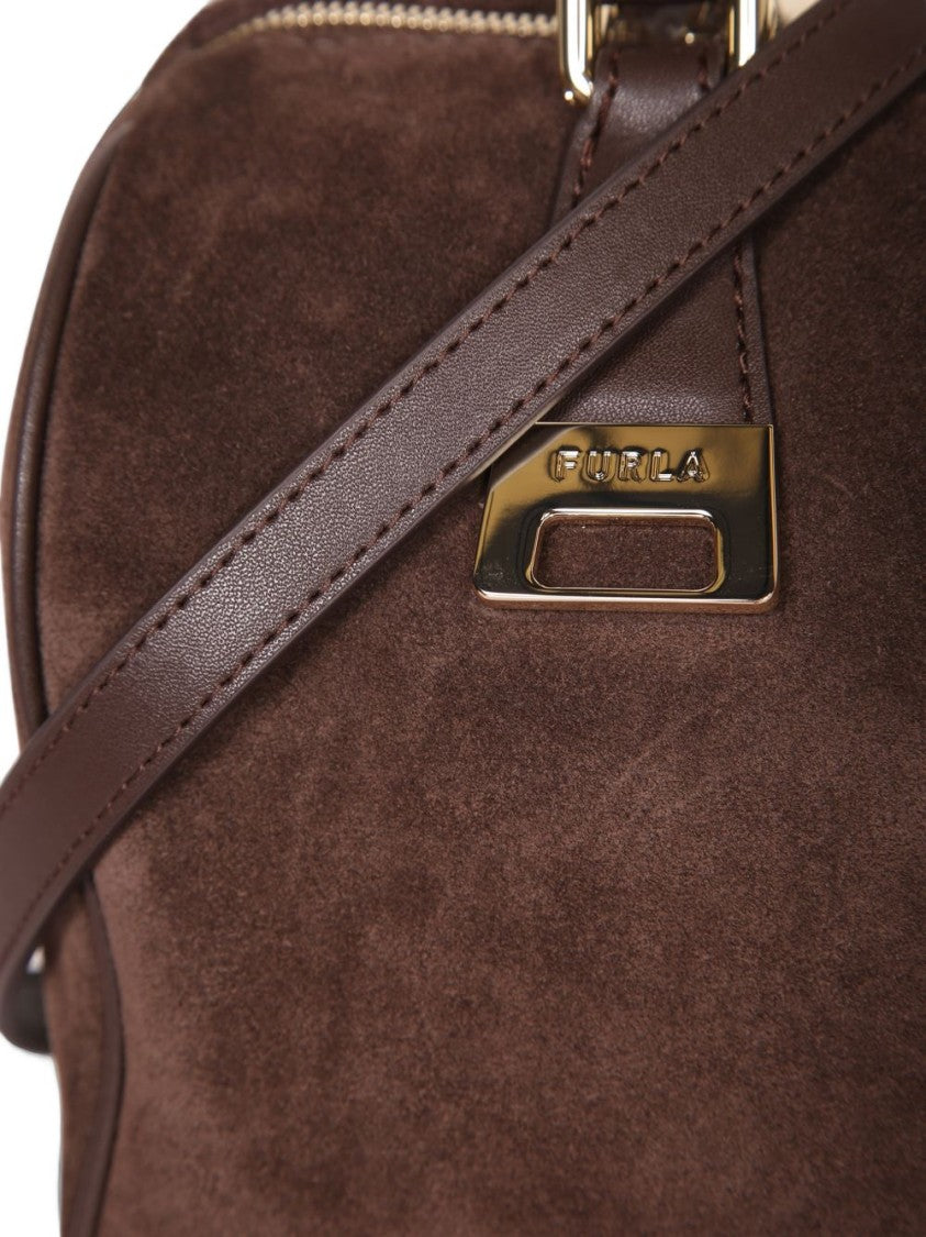 Furla Structured Suede Leather Accents Tote Bag