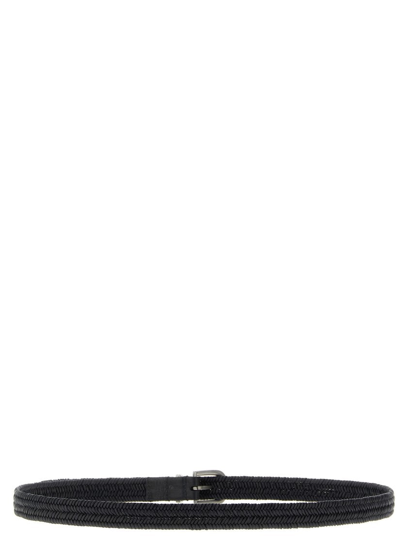 Brunello Cucinelli Braided Nappa Leather Belt With Monile Buckle Detail