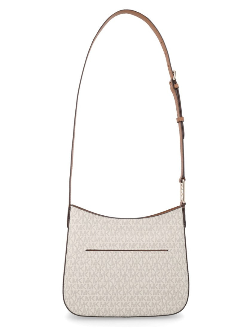 Michael Michael Kors Beige Monogram Leather Accent Shoulder Bag