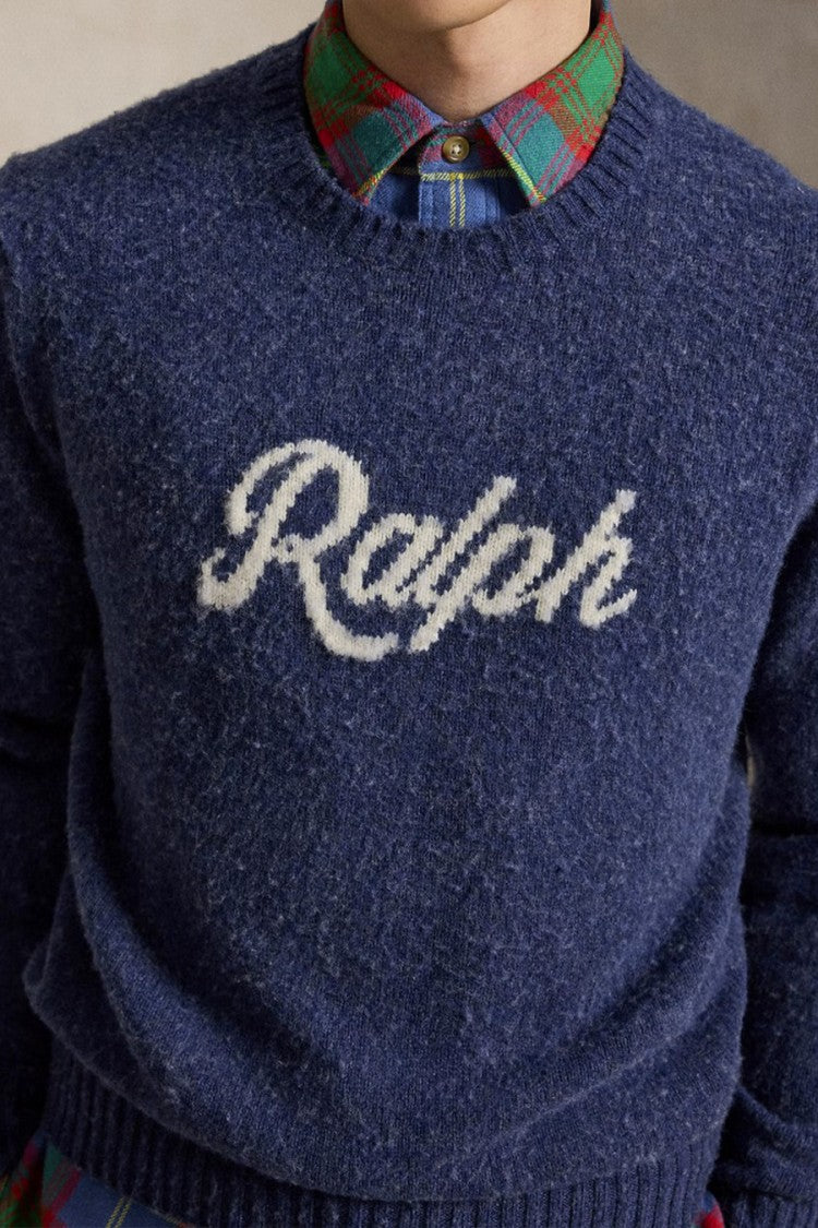 Polo Ralph Lauren Navy Flecked Script Crew-Neck Sweater