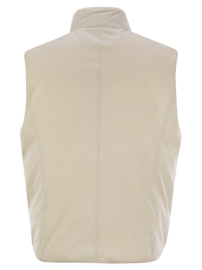 Brunello Cucinelli Sleeveless Down Jacket With Sheepskin Collar