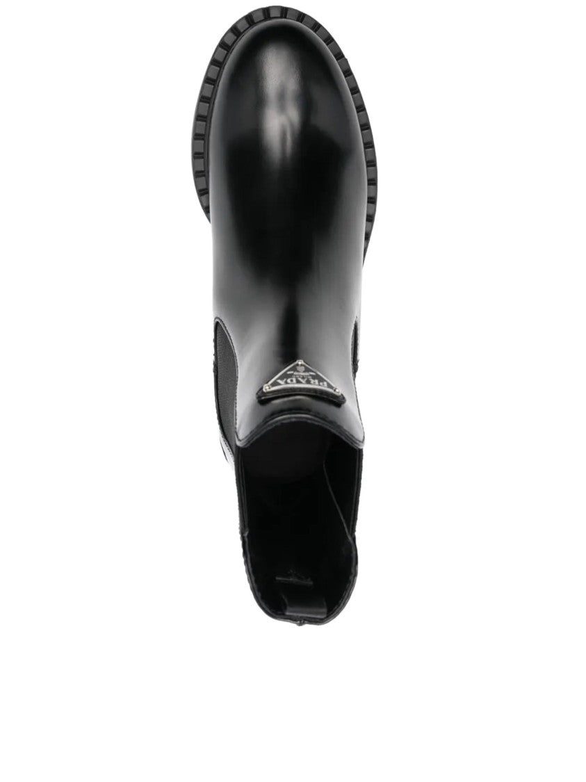 Prada Chocolate Brushed Leather Chelsea Boots
