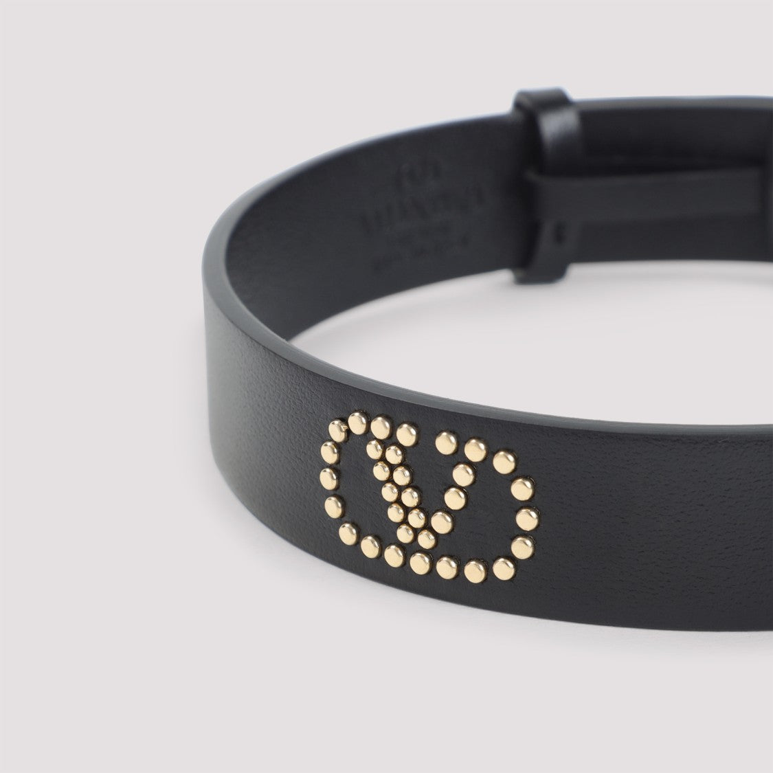 Valentino Garavani Leather Bracelet With Bold Logo And Gold Studs