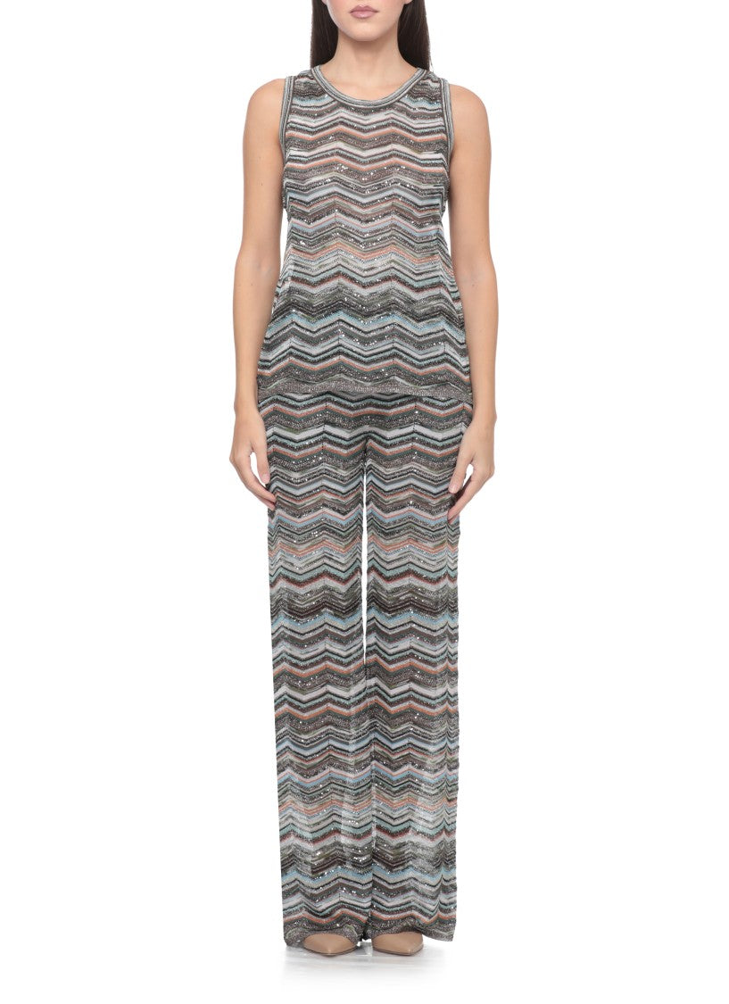 Missoni Multicolor Zigzag Sequined Viscose Top