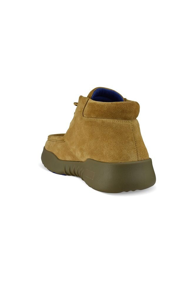 Burberry Beige Suede Boots With Embossed Logo