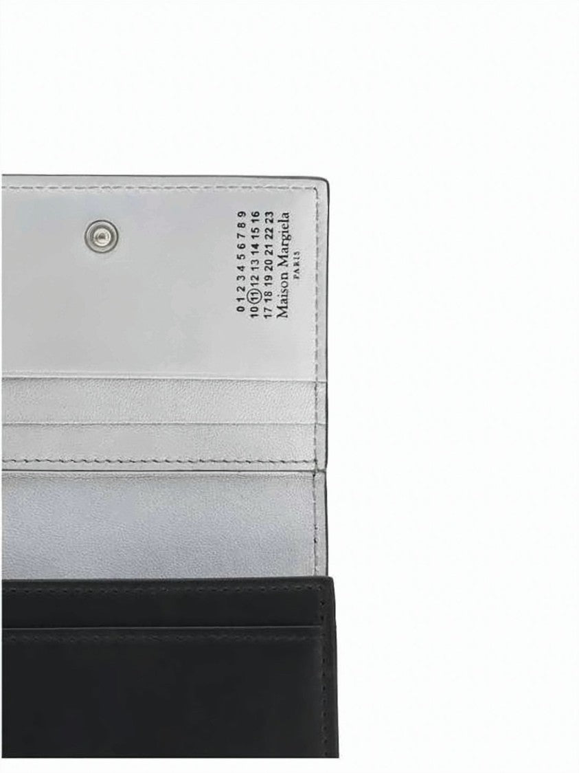 Maison Margiela Compact Calf Leather Wallet With Contrast Lambskin Lining