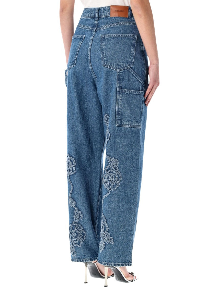 Rotate Floral Denim Boyfriend Jeans