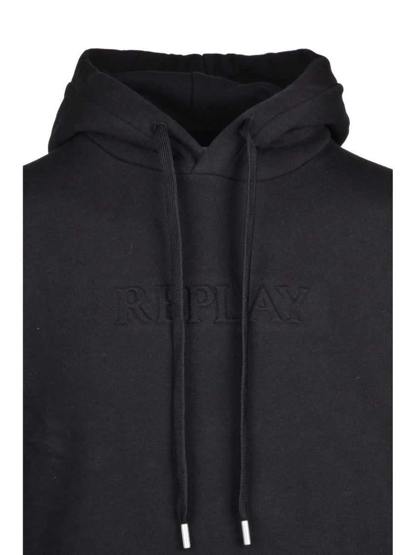 Replay Black Brushed Cotton Hoodie