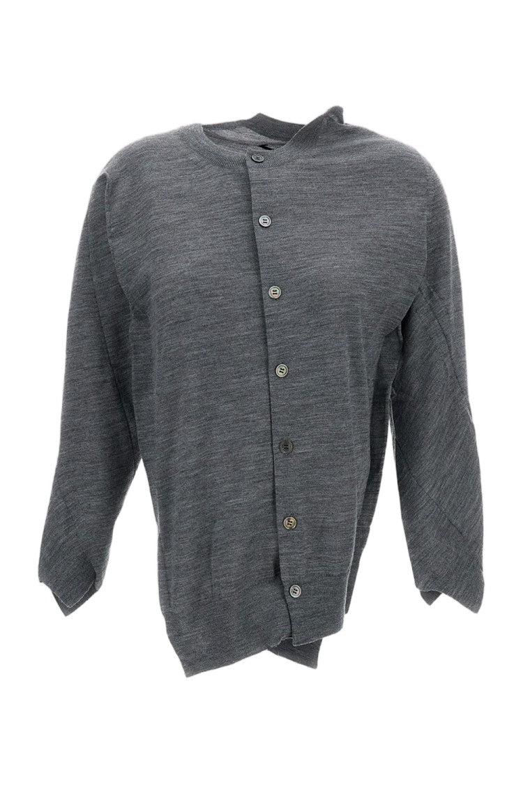 Junya Watanabe Grey Fine Wool Round Neck Cardigan