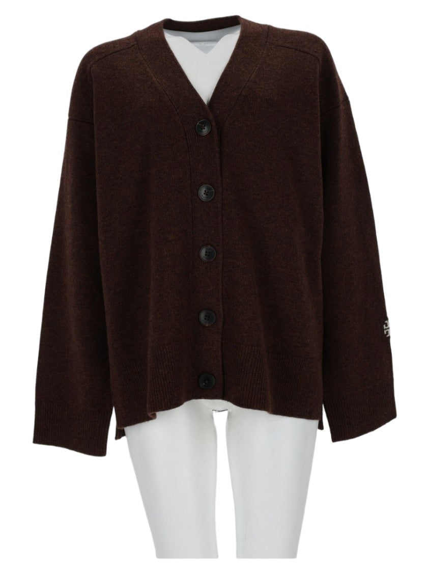 Tory Burch Wool Cardigan With Deep V-Neck And Button-Down Front
