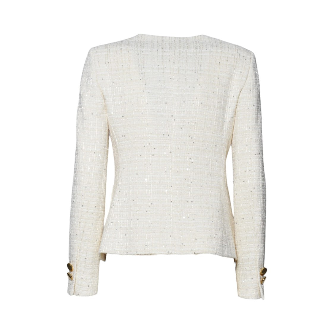 Tagliatore Beverly Crew Neck Jacket In Cream Cotton Tweed