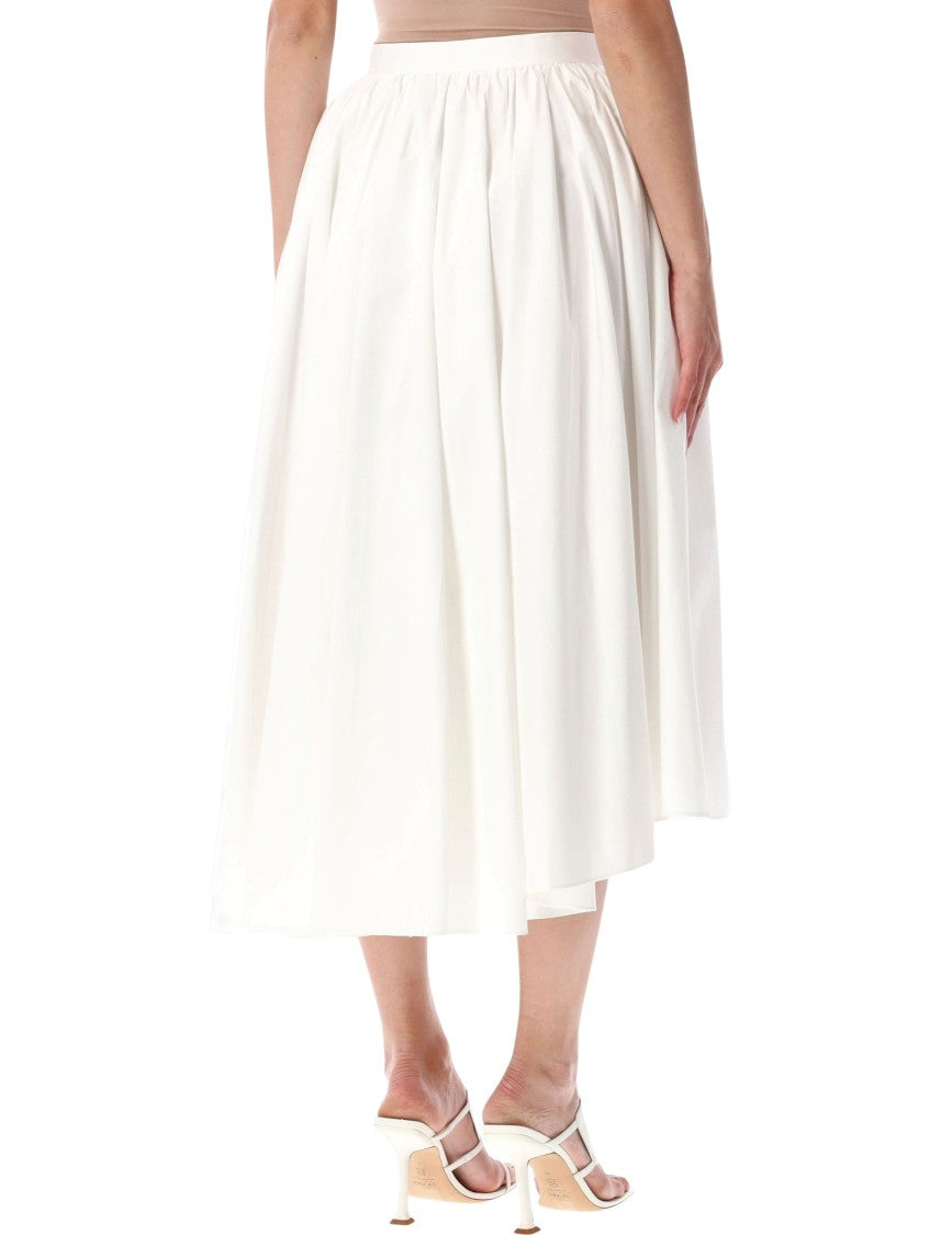Self-Portrait White Voluminous Poplin Midi Skirt