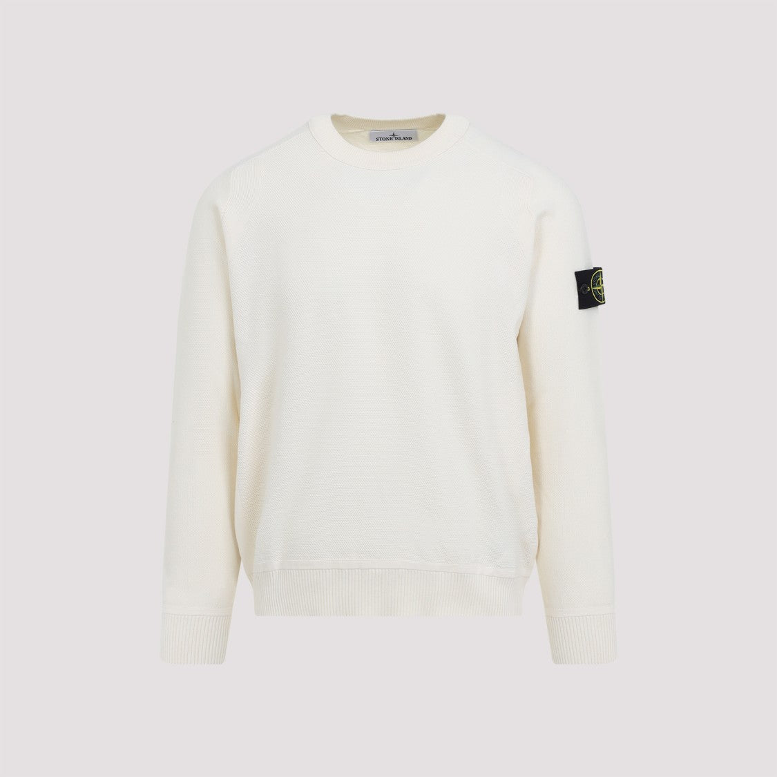 Stone Island White Cotton Knit Sweater