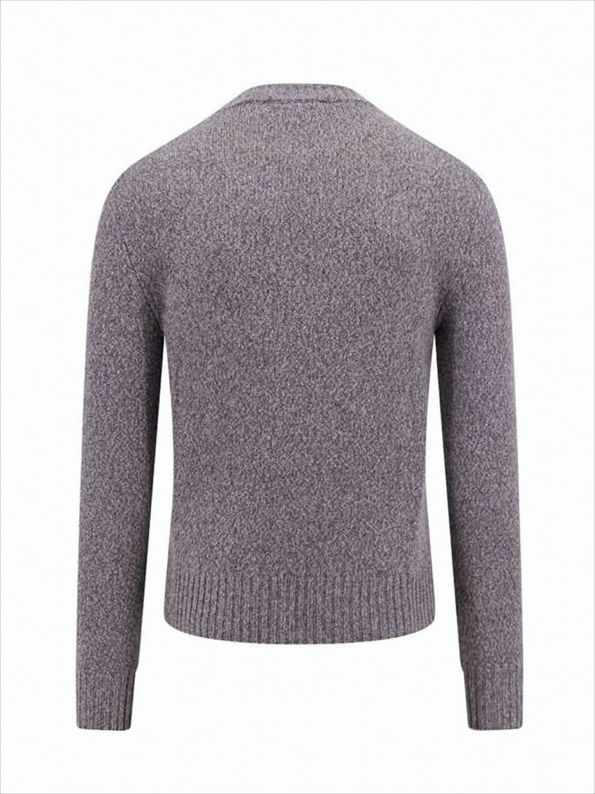 Ami Paris Textured Knit Cashmere-Wool Sweater With Heart Detail