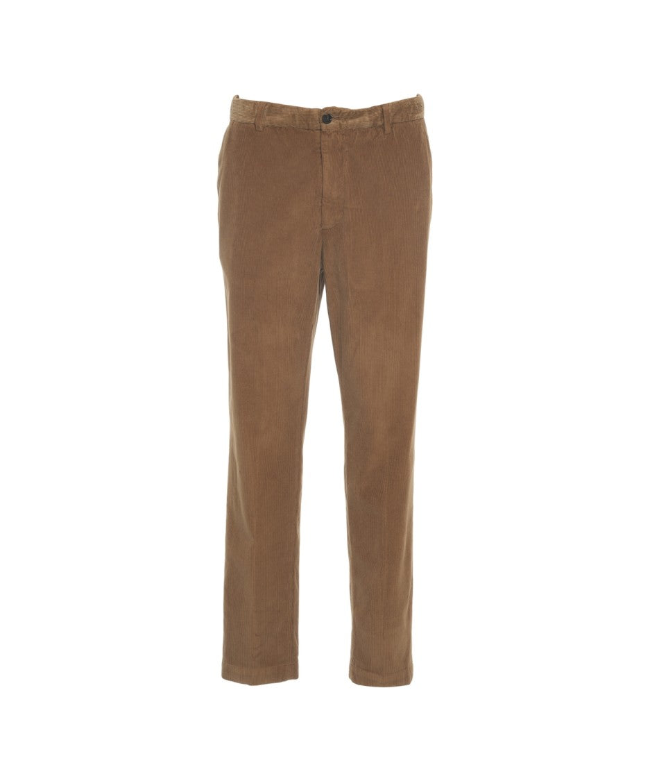 Briglia Brown Corduroy Trousers With Classic Straight Cut And Hidden Zipper