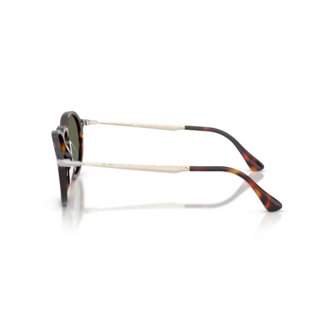 Persol 0Po3383s Round Tortoiseshell Acetate Sunglasses With Metallic Temples