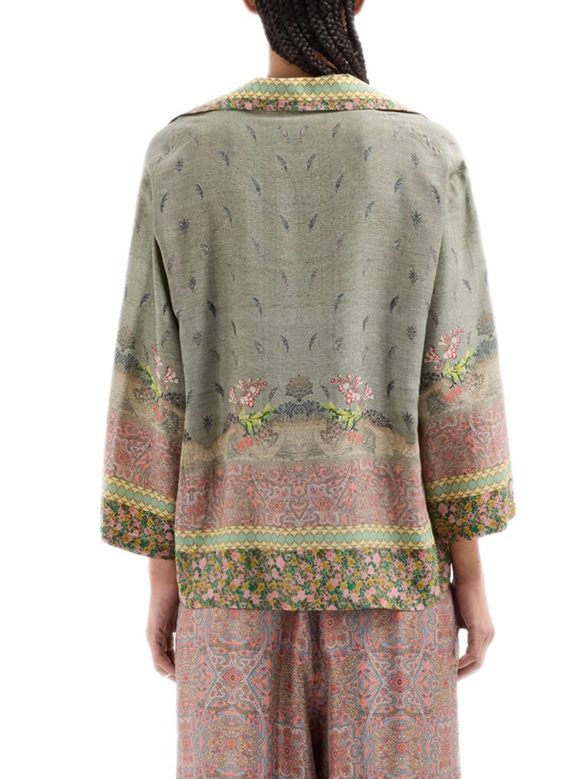 Pierre-Louis Mascia V-Neck Floral Print Relaxed Fit Shirt With Vintage Accents