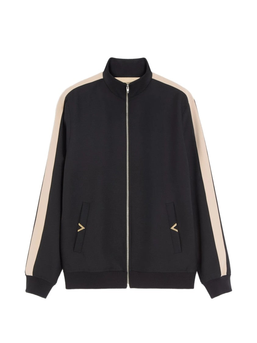 Valentino Black Jersey Sweatshirt Vgold Polyester Jacket