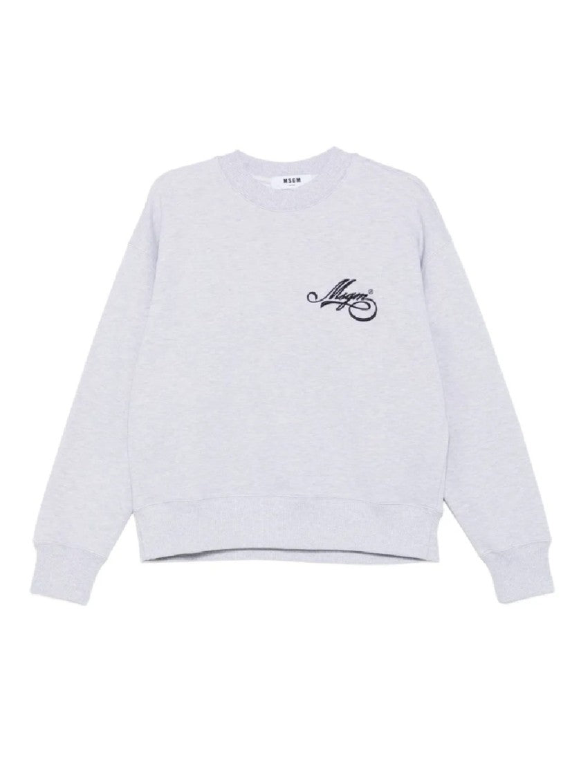 Msgm Relaxed Fit Cotton Sweatshirt With Script Logo Detail