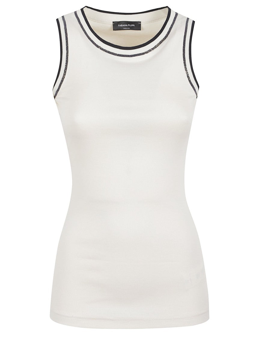 Fabiana Filippi Sleeveless Fitted Top With Contrasting Trim Detail