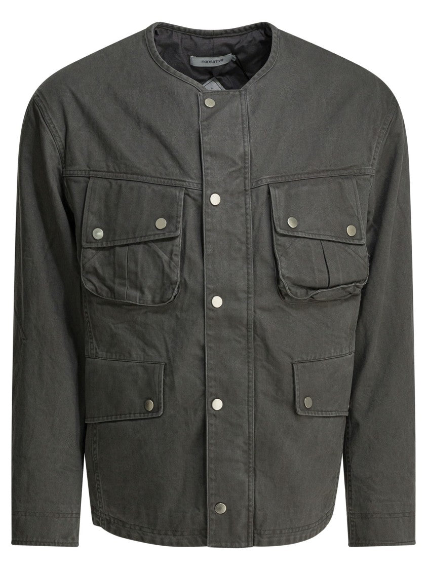 Nonnative Utility Jacket With Structured Collarless Neck And Four Pockets