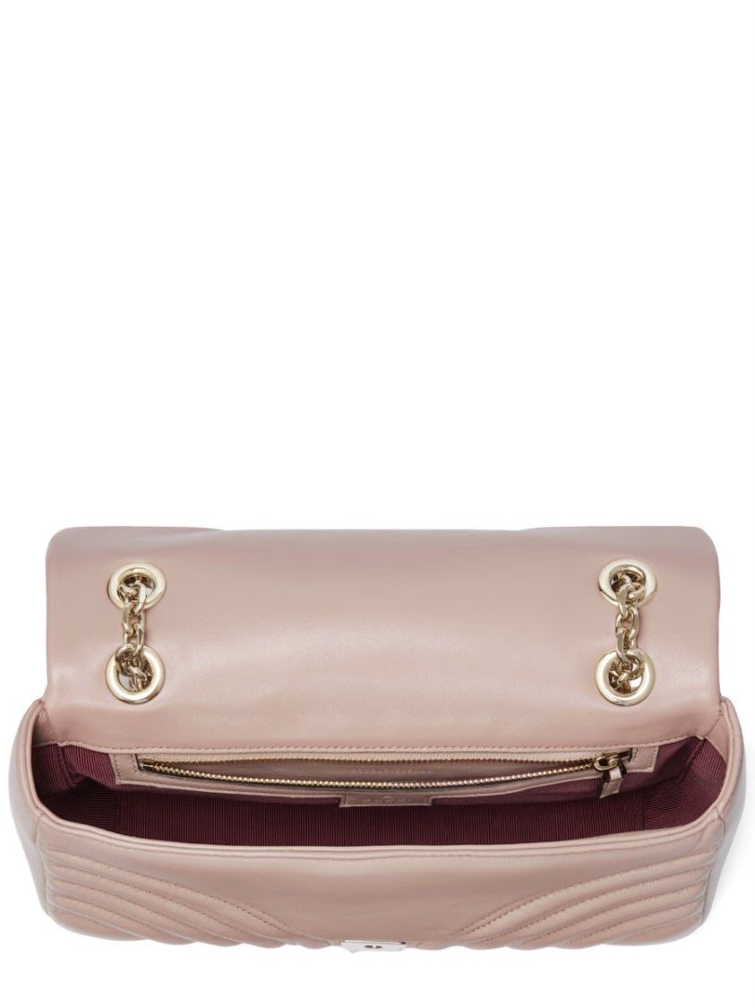 Gucci Quilted Lamb Leather Shoulder Bag With Gold Double G Logo