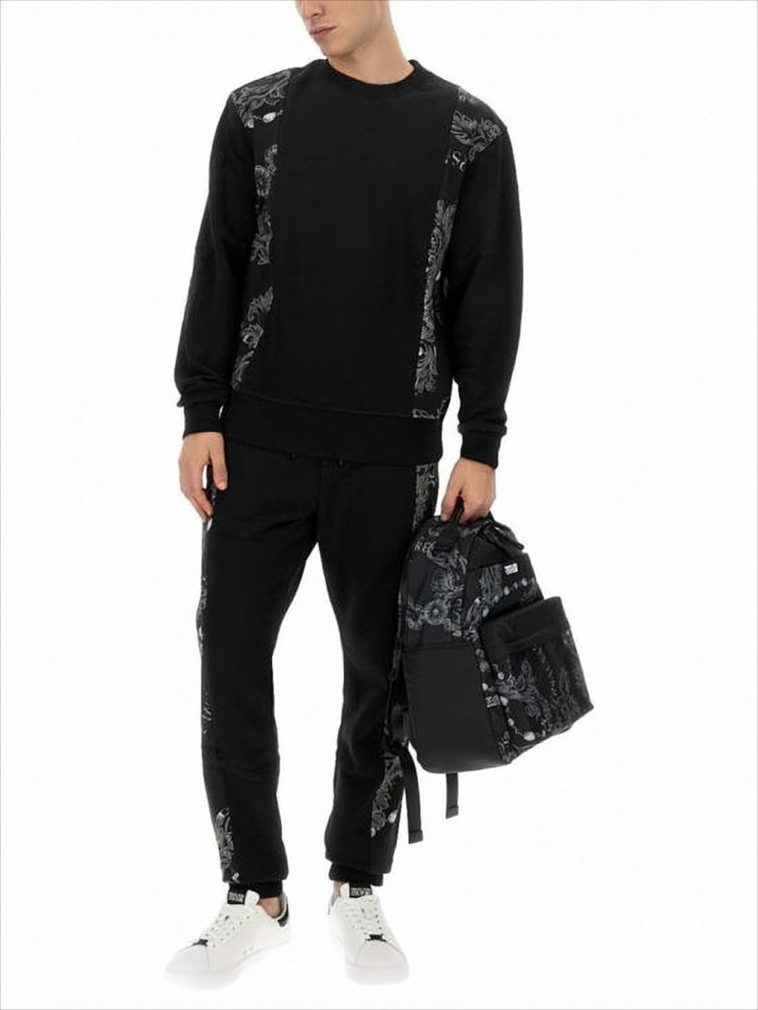Versace Contemporary Black Jogger Pants With Graphic Detail
