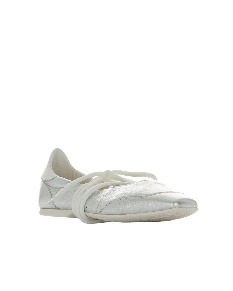Patrizia Pepe Dancing Skin Laminated Silver Ballet Flats