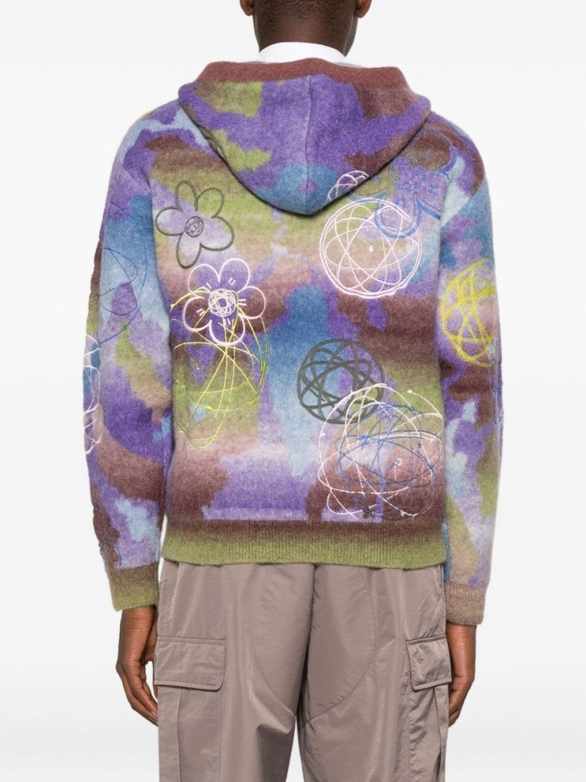 Kenzo Multicolour Purple Hooded Pouch Sweater