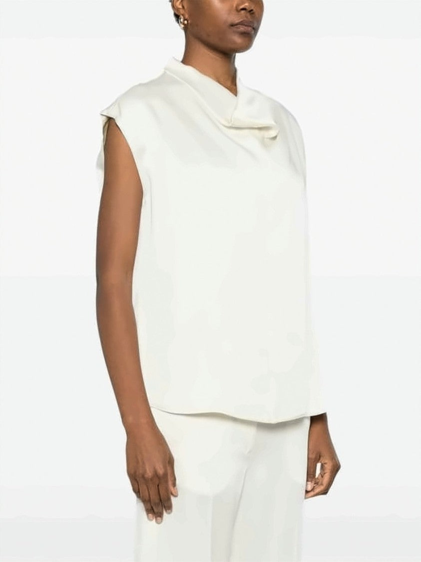 Totême Draped Cowl Neck Sleeveless Top With Fluid Silhouette