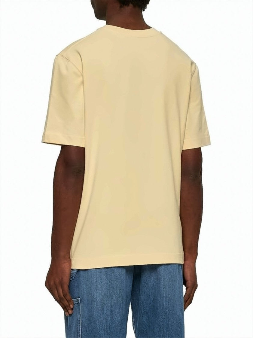 Jacquemus Boxy-Fit Light Beige Cotton T-Shirt With Patch Detail