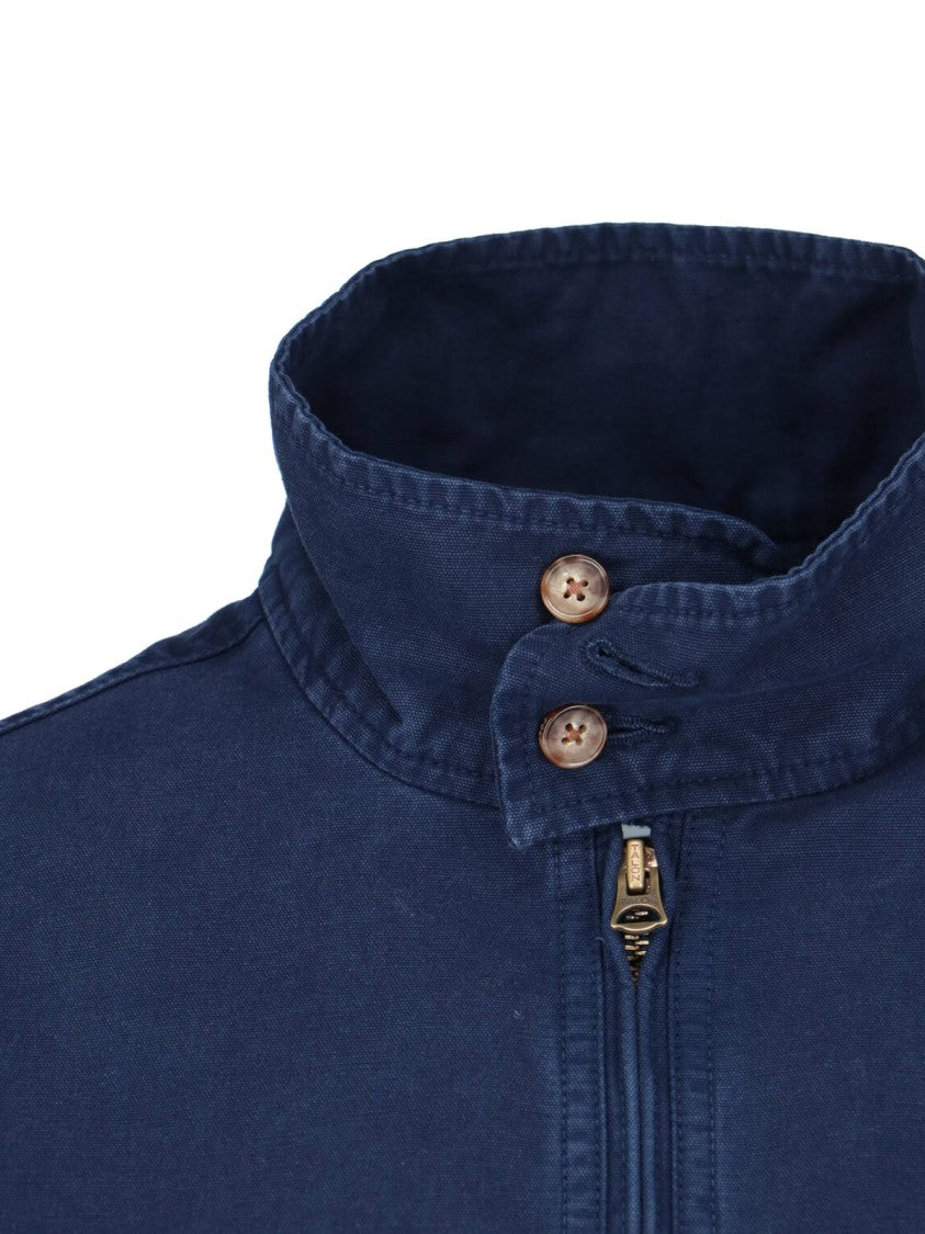 Polo Ralph Lauren Blue High Neck Cotton Canvas Jacket
